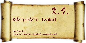 Káplár Izabel névjegykártya